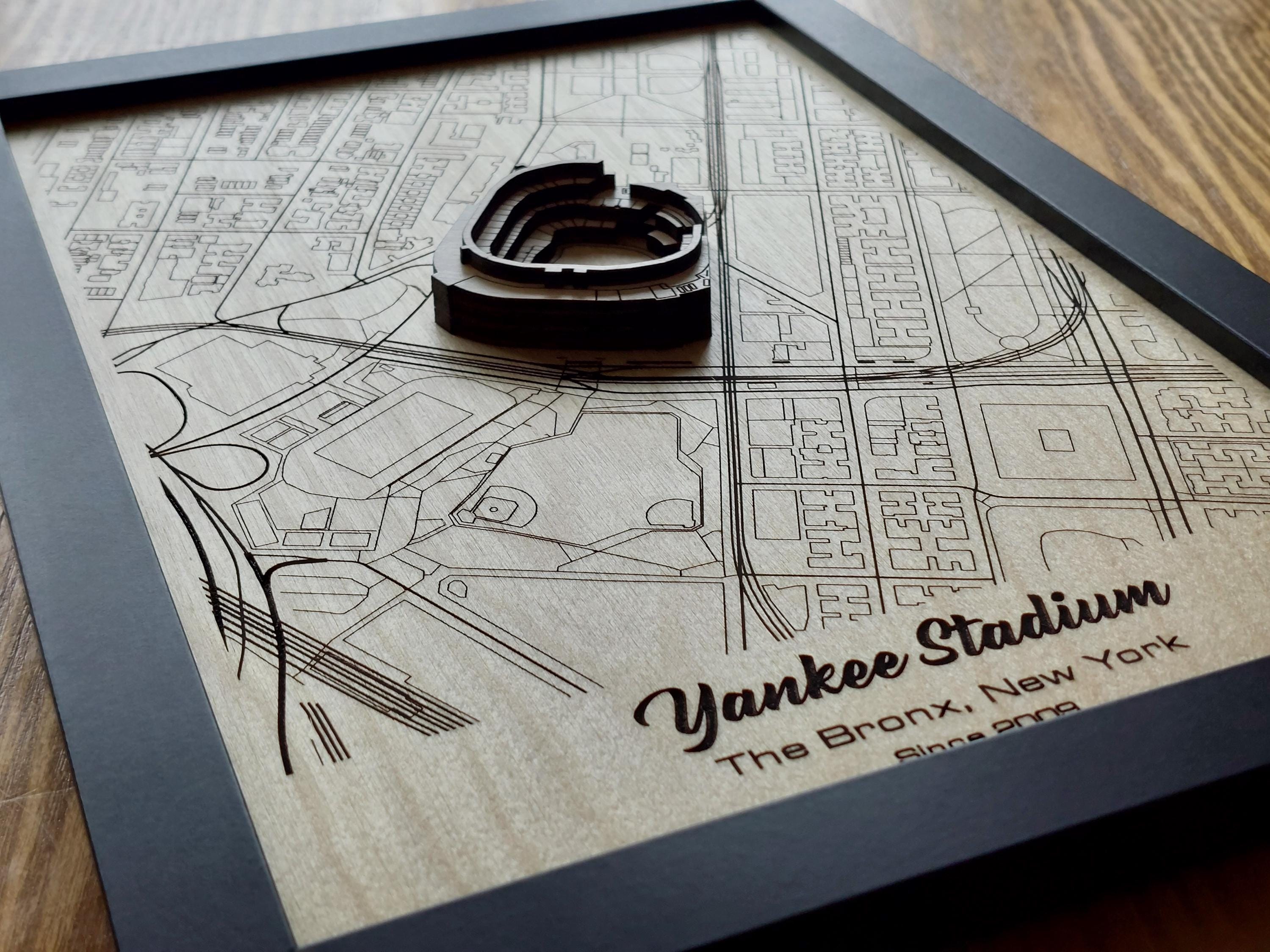 Yankee Stadium Wall Art: Laser Engraved Wood, New York Yankees