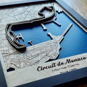 Circu de Monaco Wandkunst | F1 Monaco Grandma | Laser graviertes Holz | Acryl Wasser Effekt