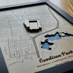 Goodison Park Wall Art | Home of Everton FC | 3D Multi Layered | Laser Engraved Wood Acrylic Water Effect