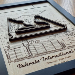 Décoration murale Circuit international de Bahreïn | GP de Bahreïn F1 | Bois gravé au laser