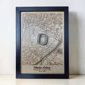 Estadio Azteca Wall Art: Laser Engraved Wood, Club America Gift