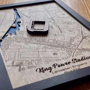 Arte mural del estadio King Power / Leicester City FC / Madera grabada con láser / Efecto acrílico de agua