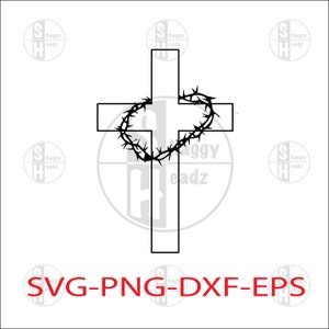 Cross with Crown of Thorns Outline svg | Cross svg | Crown of Thorns svg | Easter svg | He is Risen svg| Resurrection svg