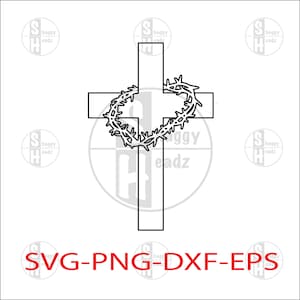 Cross with Crown of Thorns Outline svg | Cross svg | Crown of Thorns svg | Easter svg | He is Risen svg| Resurrection svg