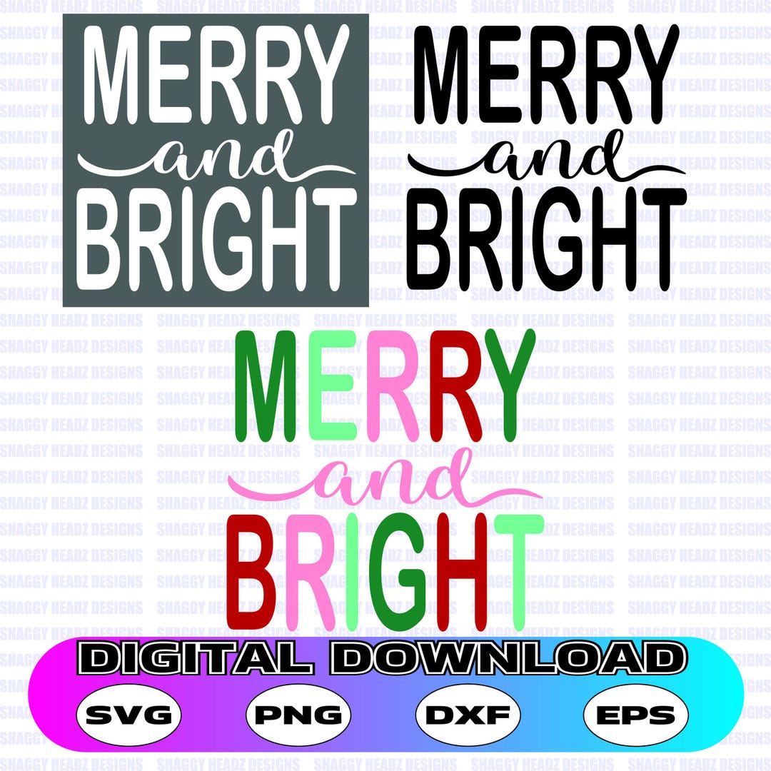 Merry and Bright Christmas SVG Cut File (digital Download) - Etsy