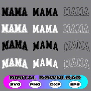 Mama Varsity SVG-paket, Retro mammatröja Cricut PNG-design