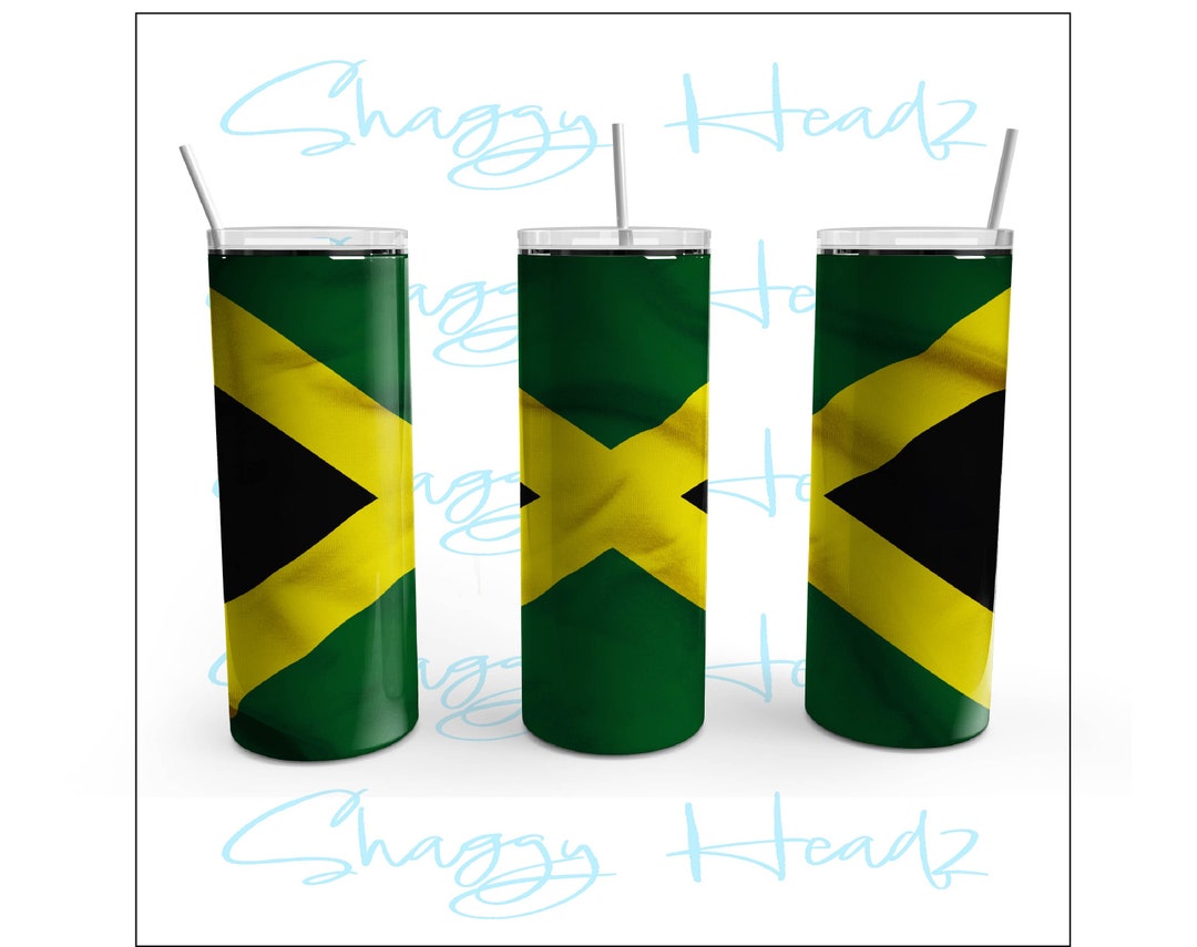 Jamaican Flag 20 Oz Skinny Tumbler Sublimation Design, Straight