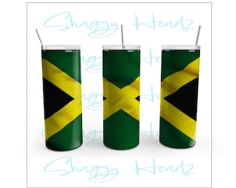 Jamaican Flag 20 oz Skinny Tumbler Sublimation Design, Straight Tumbler, Tapered Tumbler Wrap PNG, Digital Download, Jamaican Tumbler Design
