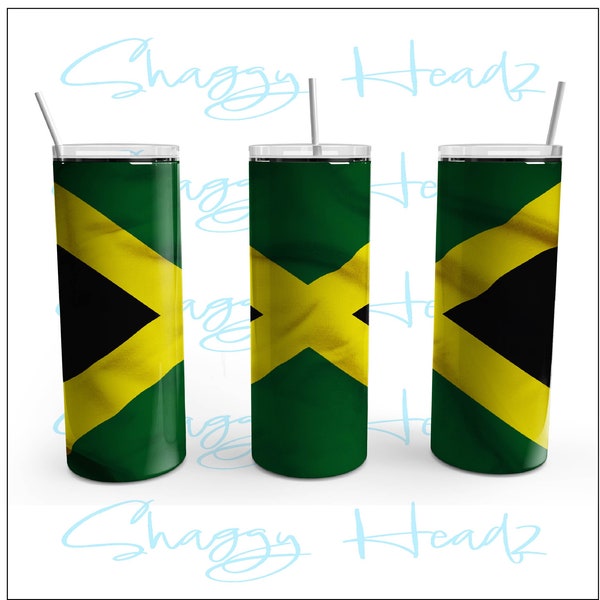 Jamaican Flag 20 oz Skinny Tumbler Sublimation Design, Straight & Tapered Tumbler Wrap PNG, Digital Download