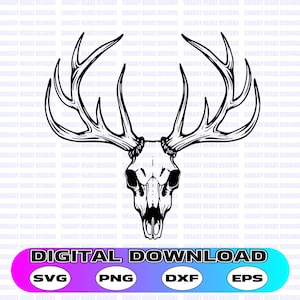 Deer Skull SVG: Buck Antlers Clipart Vector (Digital Download)