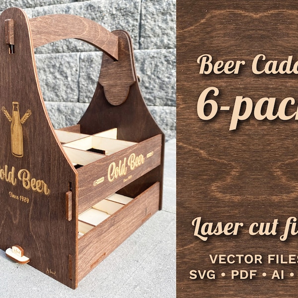 Beer Caddy | 6-pack Beer Carrier| Laser cut files | 4mm