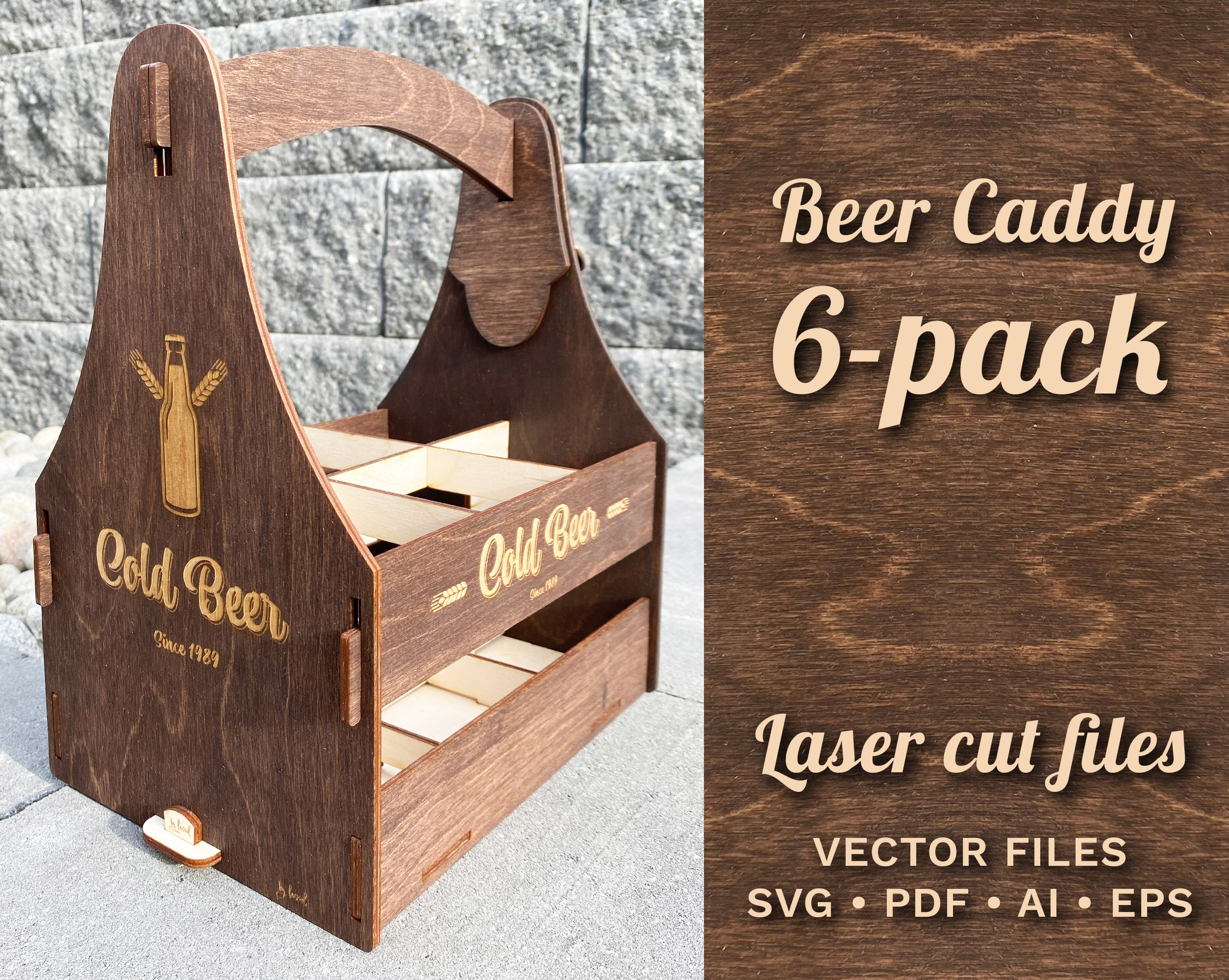Beer Caddy 6pack Beer Carrier Laser Cut Files 4mm Etsy
