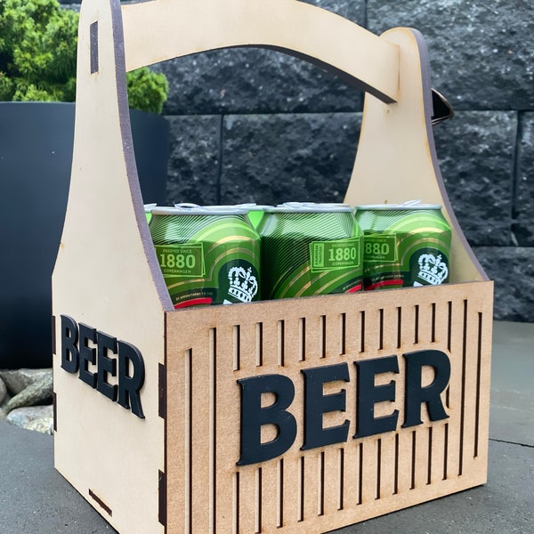 Beer Caddy | 6-pack Beer Carrier| Laser cut files | 6 mm | 5mm