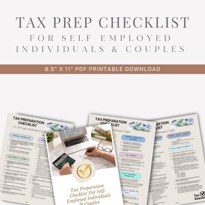 Tax Prep Checklist For Self-Employed Tax Filers | Personal & Business Instant Download