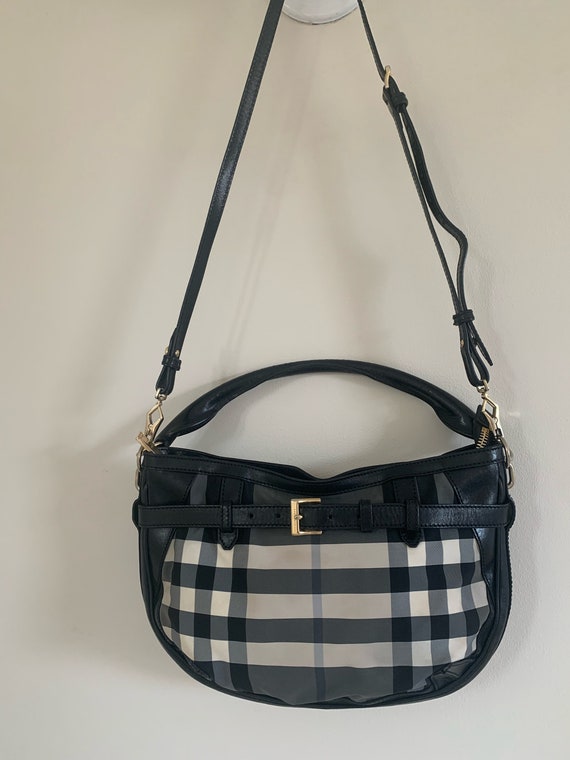 BURBERRY Grey Beat Check Canvas and Leather Belte… - image 4