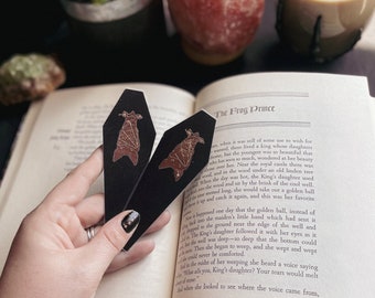 Mini Coffins/Bronze Foiled Bat/Mini Spooky Bookmark