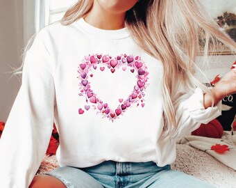 Valentines Day Shirt, Pink Heart Shirt, Valentines Day Sweatshirt, Lover Tee Shirt Sweatshirt, Love Shirts For Women, Pink Love T-Shirt