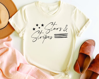 4th of July Shirt, Stars and Stripes, &#39;Merica Shirt, Womens 4th of July, Stars Stripes, Minimalist Design, Memorial Day, Independence Day