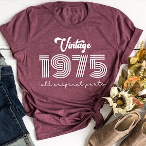 Vintage 1975 Shirt, 1975 Birthday Shirt, 49th Birthday Shirt, 49th Birthday Gift, Retro 1975 Shirt, Custom Birthday, Personalized Gift
