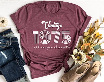 Vintage 1975 Shirt, 1975 Birthday Shirt, 49th Birthday Shirt, 49th Birthday Gift, Retro 1975 Shirt, Custom Birthday, Personalized Gift