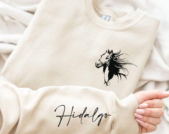 Custom Horse Lover Hoodie, Horse Girl Personalized Western Shirt with Name, Gifts for Horse Mom Sweater, Cowgirl Outfit Horse Owner Gift