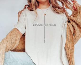 Chemise Jean 14 6, chemise Yeshua, Jésus est le roi Merch, The Way the Truth the Life, chemise Jésus, t-shirt chrétien pour homme, chemise Faith over Fear