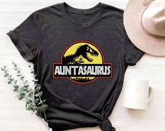 Camiseta de tía Saurus, regalo para tía, sudadera de tía Saurus, camiseta de tía Saurus, camiseta divertida de tía, camiseta de tía dinosaurio, camiseta de cuello redondo de tía dinosaurio