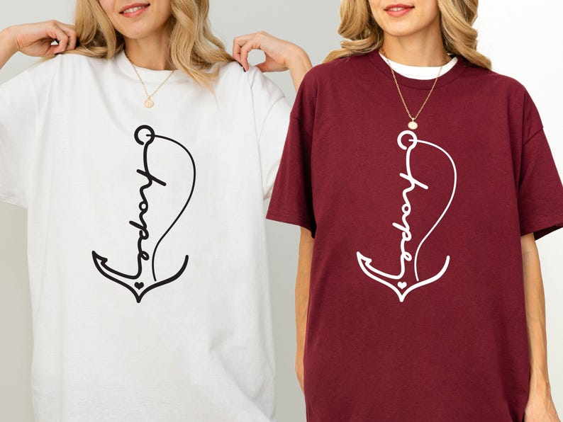 Hope Shirt, Hope Anchor Shirt, Religious Gift, Church Shirt, Minimalist Shirt, Christian T Shirt, Summer Shirt, Beach Shirt, Faith Shirt