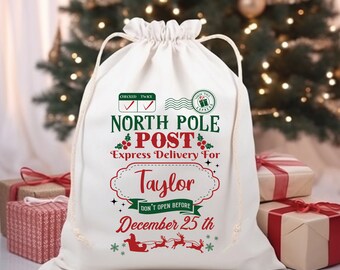 Custom Name Santa Sack, Personalized Sack, Christmas Gift Sack, Santa Present Sack, Santa's Special Delivery Sack, Christmas Eve Bag