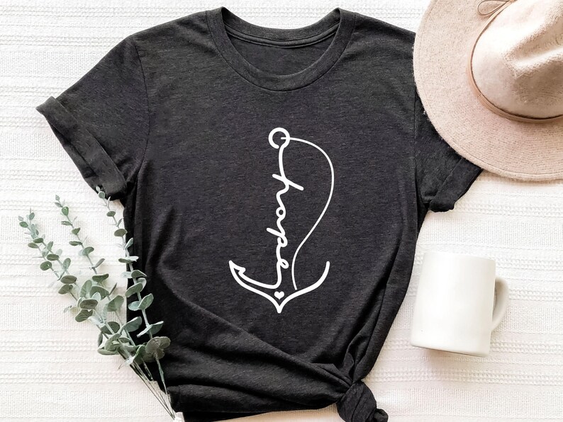 Hope Shirt, Hope Anchor Shirt, Religious Gift, Church Shirt, Minimalist Shirt, Christian T Shirt, Summer Shirt, Beach Shirt, Faith Shirt