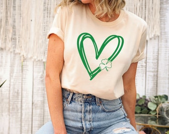 Shamrock Heart Shirt, St Patricks Day Shirt, Irish Shirt, St Pattys Shirt, Shamrock Shirt, Irish Sweatshirt, Lucky Shamrock Shirt, Lucky Tee