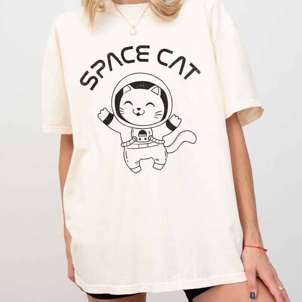Women’s Hooded Sweatshirt – Space Theme with Cat Riding a Spaceship