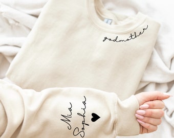 Sudadera de madrina personalizada, sudadera con capucha de madrina, regalo de madrina, sudadera con cuello redondo con propuesta de madrina