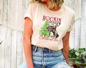 Rockin Around The Christmas Tree Shirt, Cowboy Christmas Shirt, Merry Christmas, Christmas Sweatshirt, Christmas Tree Shirt, Western Shirt