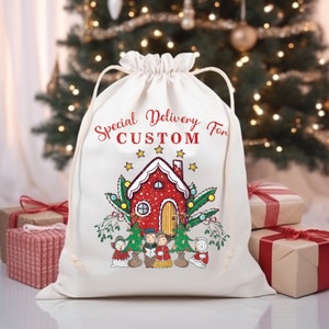 Custom Santa Sack, Personalized Christmas Sack, Christmas Gift Sack, Retro Santa Sack Bag with Name, Custom Santa Sack and Stockings