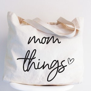 Mom Things Tote Bag, Mother's Day Tote, Mom Things Birthday Gift, Best Grandma  Tote Bag, Jumbo Canvas Zippered Tote Bag, Grandma Tote Bag
