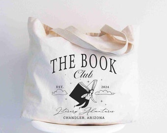 Customize Book Club Tote, Book Club Tote Bag, Trendy Aesthetic Gift For Book Lovers, Book Worm Tote Bag, Book Lovers Tote Bag, Bookish Tote