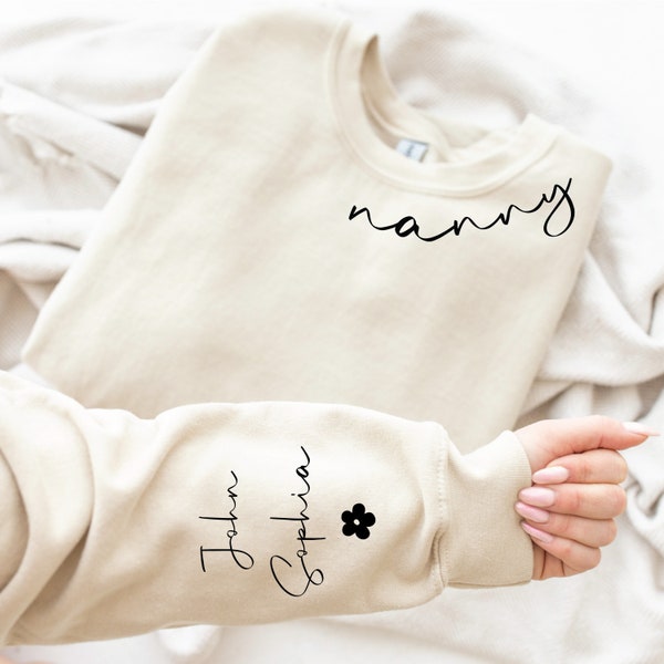 Nanny Sweatshirt, Grandma Sweatshirt with Grandkids Name, Grandma Gift, Nana Sweatshirt, personalized grandma sweatshirt, Grandma Sweater