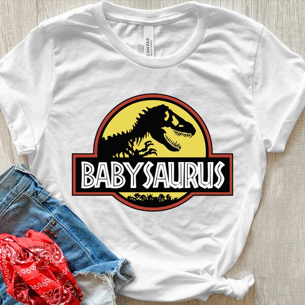 Funny Dinosaur T-Shirt - Dadasaurus & Babysaurus Graphic Tee For Men & Women, 100% Cotton, Black - View #5