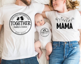 Our First Father's Day Shirt, Matching Dad Shirt, Newborn and Father Gift, Personalized Name, Matching Father Tee, Custom Dad And Baby Shirt