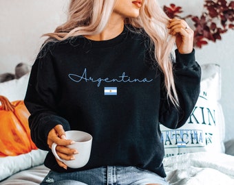 Argentina Crewneck Sweatshirt or T-Shirt, Minimalist Argentina Shirt, Unisex Argentina Flag Tee, Argentina World Cup 2022