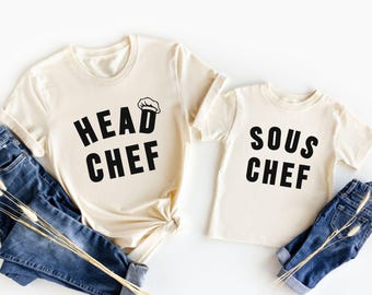 Head Chef Sous Chef Shirt, Dad and Son Shirt, Mommy And Me Shirt, Dad Matching Shirts, Matching Parent Child T-Shirt, Parent and Child Shirt
