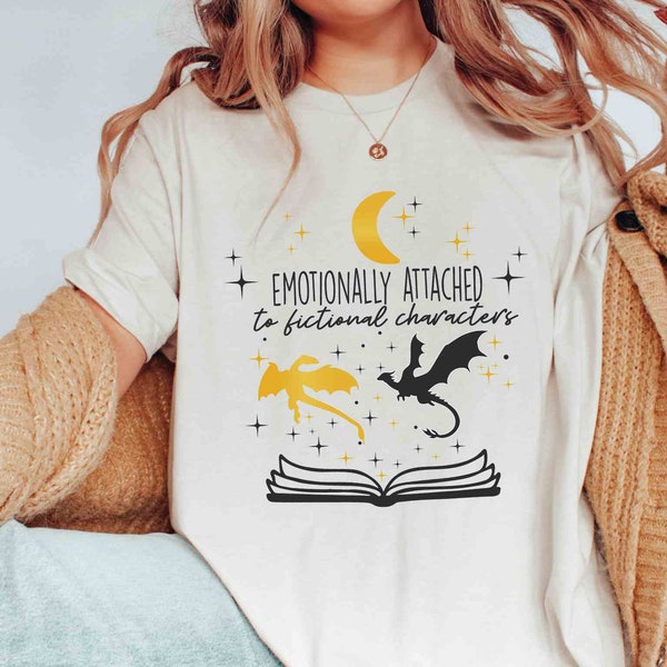 Emotionally Attached To Fictional Characters Shirt, Funny Reading Shirt, Book Lover T-Shirt, Blogger Shirt, Book Nerd Tee, Bookish Tee