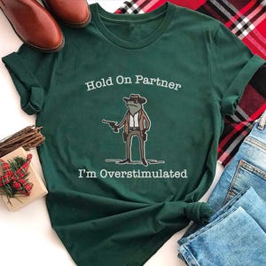 Hold On Partner Im Overstimulated Shirt, Cowboy Frog Sweatshirt, Unhinged Tshirt, Weirdcore Outfits, Gen Z Sweater, Funny Meme Hoodie Tee, Cowgirl Frog Women Sweatshirts, Western Frogs Girl Party Hoodies, Frog Gun Vacation Shirts,Holiday Cowgirls Tee