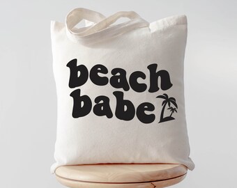 Beach Babe Tote Bag, Jumbo Canvas Zippered Tote Bag, Beach Tote Bag, Beach Lover Gift, Ocean Vibes Bag, Beach Vibes Bag, Beach Shoulder Bag