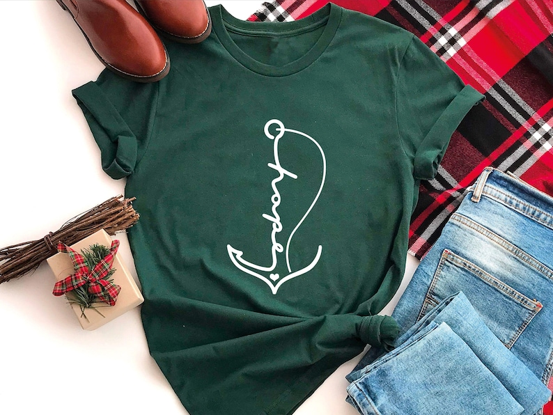 Hope Shirt, Hope Anchor Shirt, Religious Gift, Church Shirt, Minimalist Shirt, Christian T Shirt, Summer Shirt, Beach Shirt, Faith Shirt