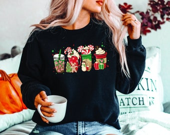 Christmas Coffee Sweatshirt, Christmas Sweatshirt, Coffee Lover Shirt, Womens Holiday Shirt, Christmas Latte Shirt, Coffee Sweatshirt