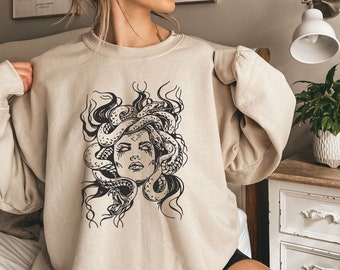 Medusa Snake Face Sweatshirt, Goddess Medusa Hoodie, Greek Mythology Shirt, Snakes Head Witch Tee, Mythology Hoodie,Gorgon Sweatshirt Hoodie