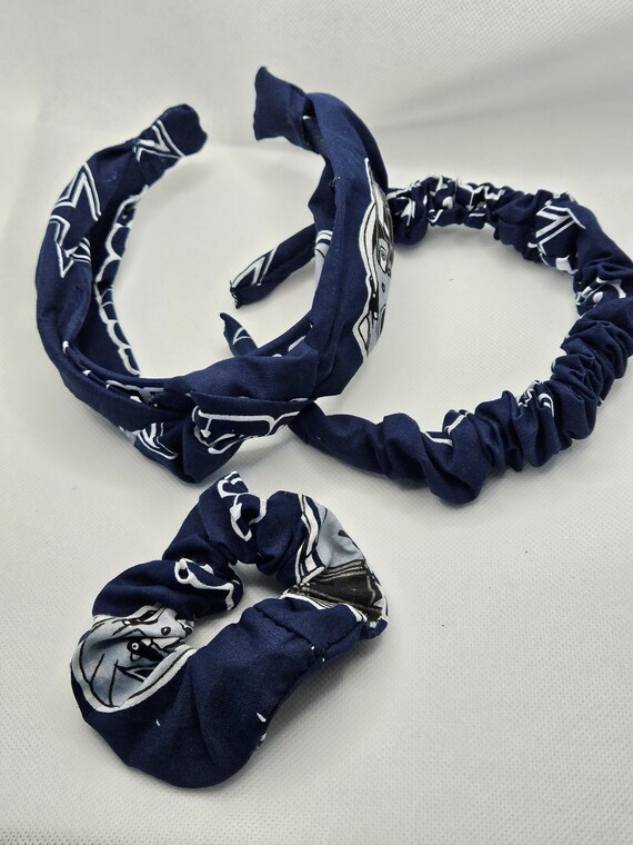 Dallas Cowboys hair accessories and key fobs, scrunchie key fobs, lined tote bag