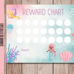 Mermaid Reward Chart | Reward Chart | Kids Potty Chart | Under the sea rewards chart | Printable Rewards Chart